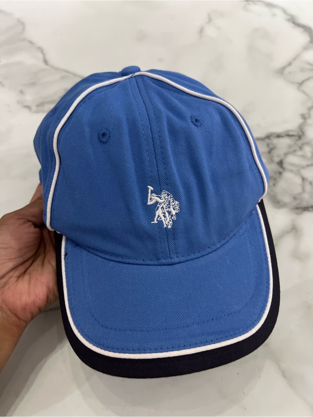 U.S. Polo Assn. Kids Blue Baseball Cap with White Trim